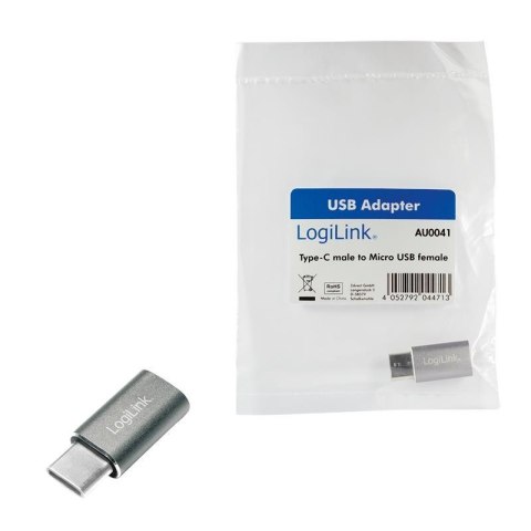 Adapter USB-C na Micro USB LogiLink AU0041 srebrny