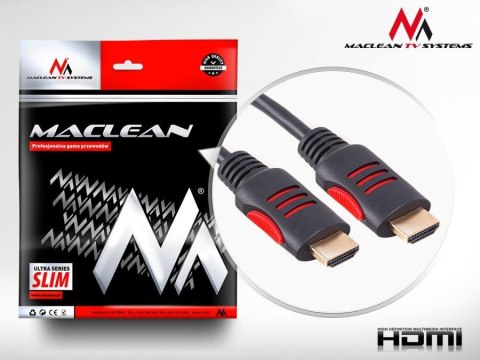 Kabel HDMI Maclean MCTV-813 HDMI 1.4 (M) - HDMI 1.4 (M) 30AWG z filtrami ferrytowymi czarny 3m