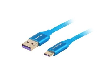 Kabel USB 2.0 Lanberg Premium Type-C(M) - A(M) 1m niebieski 5A