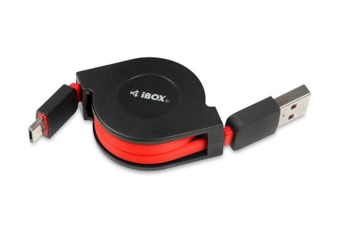 Kabel USB 2.0 iBOX IKU2Z1 USB A - microUSB B, 2A, zwijany