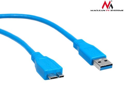 Kabel USB 3.0 Maclean MCTV-735 USB 3.0 A (M) - Micro USB 3.0 B (M) niebieski, 0,5m