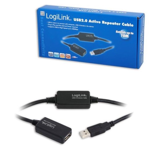 Kabel USB LogiLink UA0143 USB 2.0, aktywny wzmacniacz, 10m