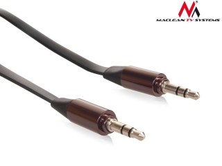 Kabel audio Maclean MCTV-694 B miniJack 3,5mm (M) - miniJack 3,5mm (M), płaski 1m, metalowy wtyk, czarny