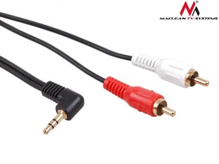 Kabel audio Maclean MCTV-824 kątowy miniJack 3,5mm (M) - 2xRCA (M), 1m, czarny