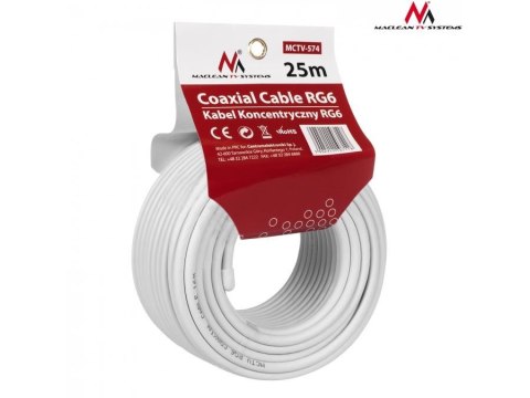 Kabel koncentryczny Maclean MCTV-574 satelitarny, antenowy 1.0CCS RG6 25m