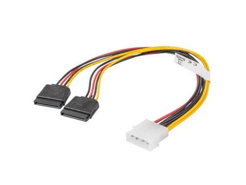 Kabel zasilający Lanberg Molex(M) -> 2x SATA(F) 0,3m