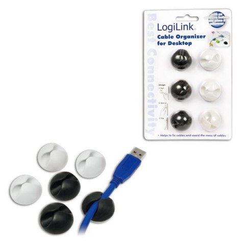 Organizer kabli LogiLink KAB0009 klips, 6 szt Organizer kabli LogiLink KAB0009 klips, 6 szt