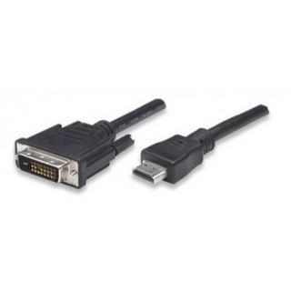 Adapter Manhattan HDMI męski na DVI-D 24+1 męski, Dual Link, 1,8m, czarny