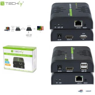 Extender HDMI + USB Techly po skrętce Cat.5/5e/6 120m IDATA HDMI-KVM2