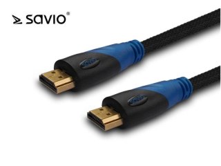 Kabel HDMI Savio CL-02 1,5m, oplot nylonowy, złote końcówki,