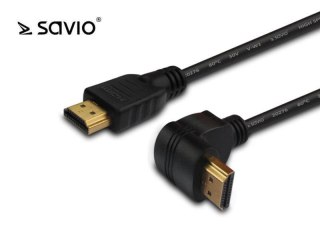 Kabel HDMI Savio CL-04 1,5m, czarny, KĄTOWY, złote końcówki, v1.4 high speed, ether