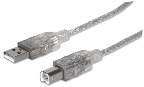 Kabel USB Manhattan USB 2.0 A-B M/M, 3m, srebrny