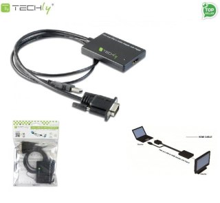 Kabel adapter Techly IDATA HDMI-VGA3 VGA na HDMI z Audio, zasil. z USB