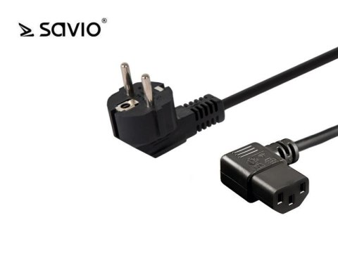 Kabel zasilający Savio CL-115 IEC C13 kątowy - C/F Schuko kątowy 1,2 M