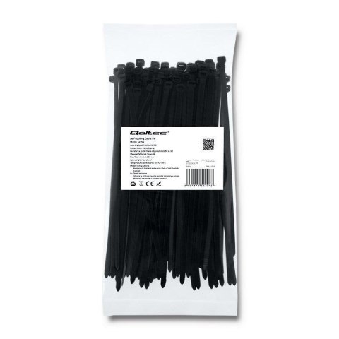 Opaska zaciskowa Qoltec | 4.8*200 | 100szt | nylon UV | Czarna Opaska zaciskowa Qoltec | 4.8*200 | 100szt | nylon UV | Czarna