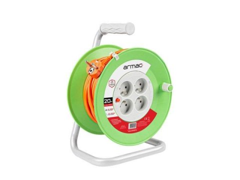 Przedłużacz bębnowy Armac 20m 4x2p+Z, 10A, 2300W, przewód 3x1mm H05VV-F