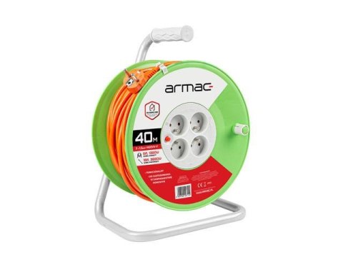 Przedłużacz bębnowy Armac 40m 4x2p+Z, 16A, 3680W, przewód 3x1,5mm H05VV-F