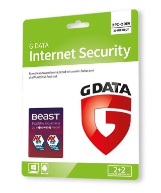 Oprogramowanie GDATA Internet Security 2+2 20m-cy karta-klucz