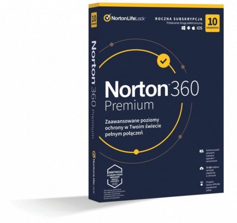 Oprogramowanie NORTON 360 Premium 75GB PL 1 użytkownik, 10 urządzeń, 1 rok