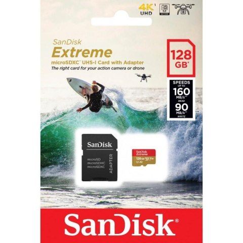 Karta pamięci MicroSDXC SanDisk EXTREME 128GB 160/90 MB/s A2 C10 V30 UHS-I U3 ActionCam