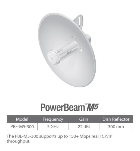 Access Point UBIQUITI PowerBeam M5 22dBi 5GHz 802.11n PoE High-Performance airMAX Bridge