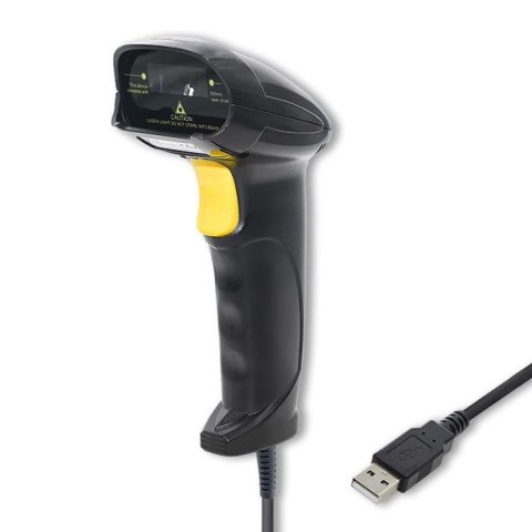 Czytnik kodów kreskowych Qoltec laserowy 1D | USB | Czarny Czytnik kodów kreskowych Qoltec laserowy 1D | USB | Czarny