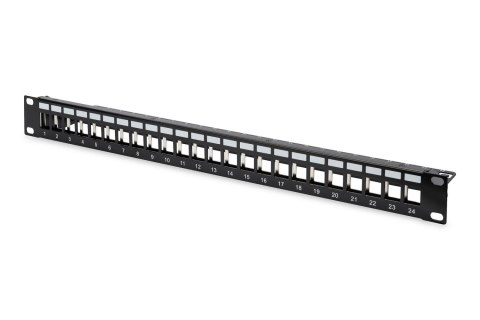 Patch panel pusty DIGITUS 19" 24 port 1U do modułów keystone (RAL 9005)