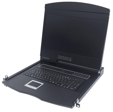 Konsola 19" KVM Intellinet Rack 19" z klawiaturą, touchpadem, czarna Konsola 19" KVM Intellinet Rack 19" z klawiaturą, touchpadem, czarna
