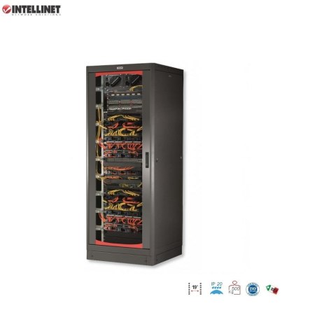 Szafa stojąca, zmontowana Intellinet 42U, 600x600, Rack 19", szklane drzwi, czarna