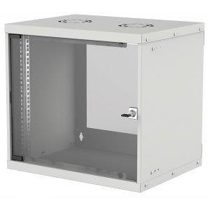 Szafa wisząca Intellinet BASIC, 9U, 540x400, Rack 19", szklane drzwi, FLATPACK, szara