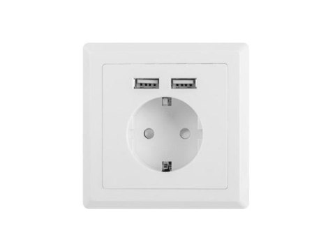 Gniazdo podtynkowe Lanberg 230V pojedyncze + 2x USB 2.1 A schuko