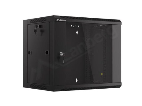 Szafa instalacyjna wisząca 19" 9U 570x450 szybki montaż czarna Lanberg (flat pack)