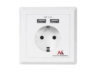 Gniazdko prądowe Maclean MCE237 do zabudowy 2xUSB 5V, 2,4A