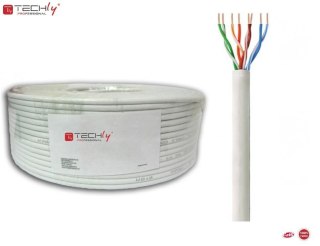 Kabel instalacyjny TechlyPro skrętka Cat6 U/UTP drut 100% miedź LSZH/LSOH 100m, szary