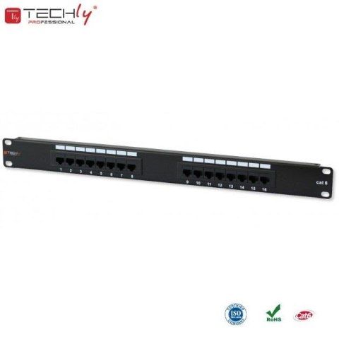 Patch panel TechlyPro 1U UTP 16xRJ45 Cat.6, czarny Patch panel TechlyPro 1U UTP 16xRJ45 Cat.6, czarny