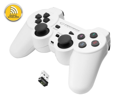 Gamepad bezprzewodowy 2.4GHz PS3/PC USB Esperanza "Gladiator" biało/czarny