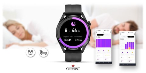 Smartwatch Giewont GW450-1 Czarny + Pasek Czarny Silikonowy