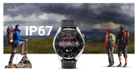 Smartwatch Giewont GW450-5 Srebrny + Pasek Czarny Skórzany