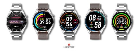 Smartwatch Giewont GW450-6 Srebrny + Pasek Brązowy Skórzany