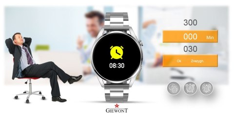 Smartwatch Giewont GW450-6 Srebrny + Pasek Brązowy Skórzany