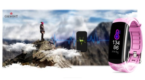 Smartband Giewont Czarny GW200-4 + Pasek Różowy