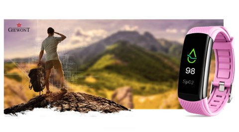 Smartband Giewont Czarny GW200-4 + Pasek Różowy