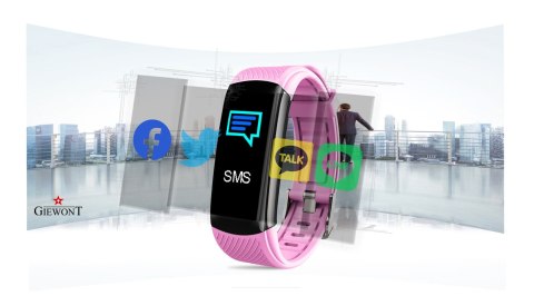 Smartband Giewont Czarny GW200-4 + Pasek Różowy