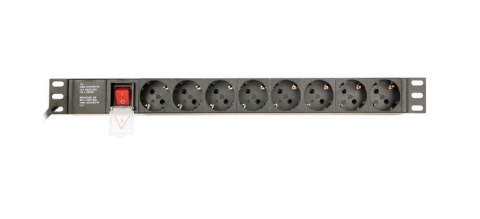 GEMBIRD LISTWA ZASILAJĄCA RACK 19" PDU EG-PDU-014-C14 1U, 16A, 8X SCHUKO, WTYK C14, KABEL 3M