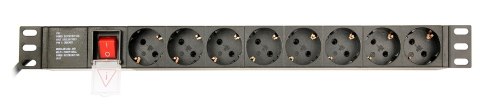 GEMBIRD LISTWA ZASILAJĄCA RACK 19" PDU EG-PDU-014-C14 1U, 16A, 8X SCHUKO, WTYK C14, KABEL 3M