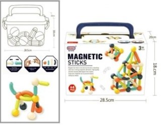 Klocki magnetyczne dla małych dzieci 64el. pudełko