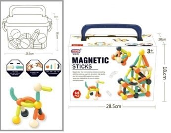 Klocki magnetyczne dla małych dzieci 64el. pudełko