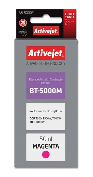 Tusz Activejet AB-5000M (zamiennik Brother BT-5000M; Supreme; 50 ml; czerwony)