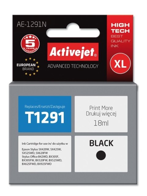 Tusz Activejet AE-1291N (zamiennik Epson T1291; Supreme; 18 ml; czarny)