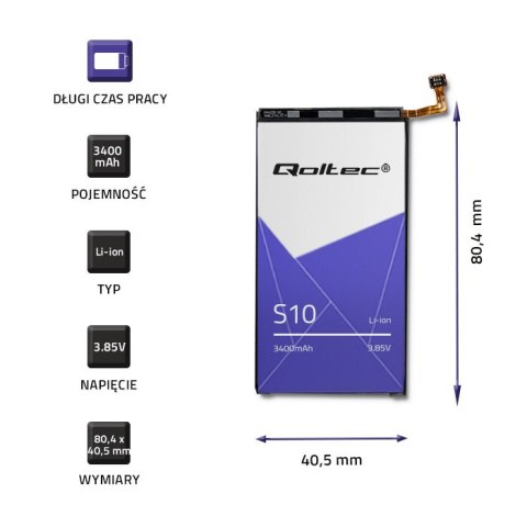 Qoltec Bateria do Samsung S10 | 3400mAh